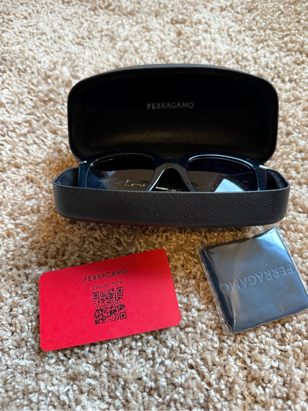 Ferragamo Women's Navy Square Sunglasses with Hard Case